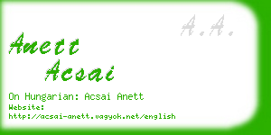 anett acsai business card